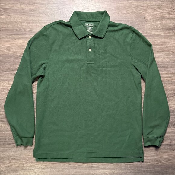 L.L. Bean Men's Premium Double L Polo - Green - Picture 1 of 5